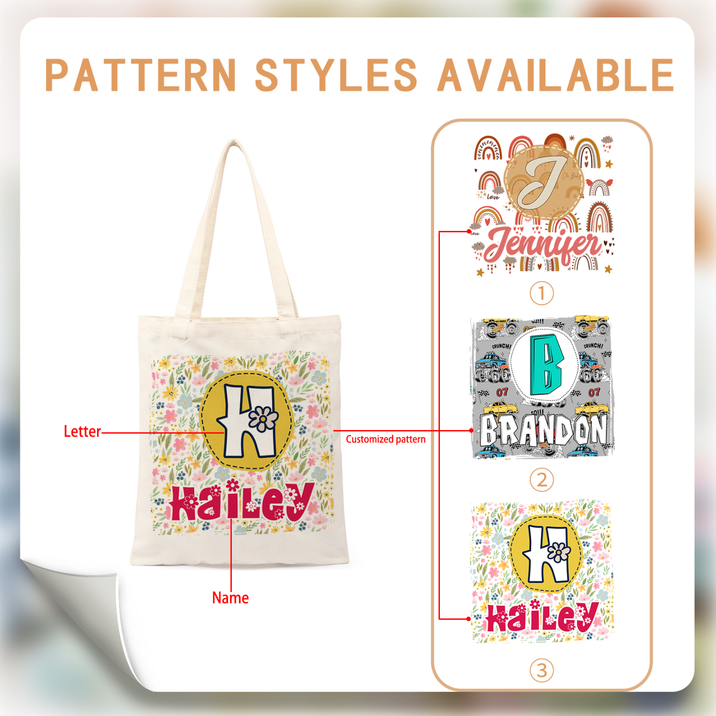 Personalized Alphabet Bee Tote Bag – Unique Design Back-to-School Gift for Kids