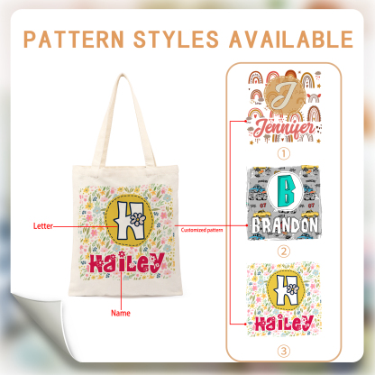 Personalized Alphabet Bee Tote Bag – Unique Design Back-to-School Gift for Kids