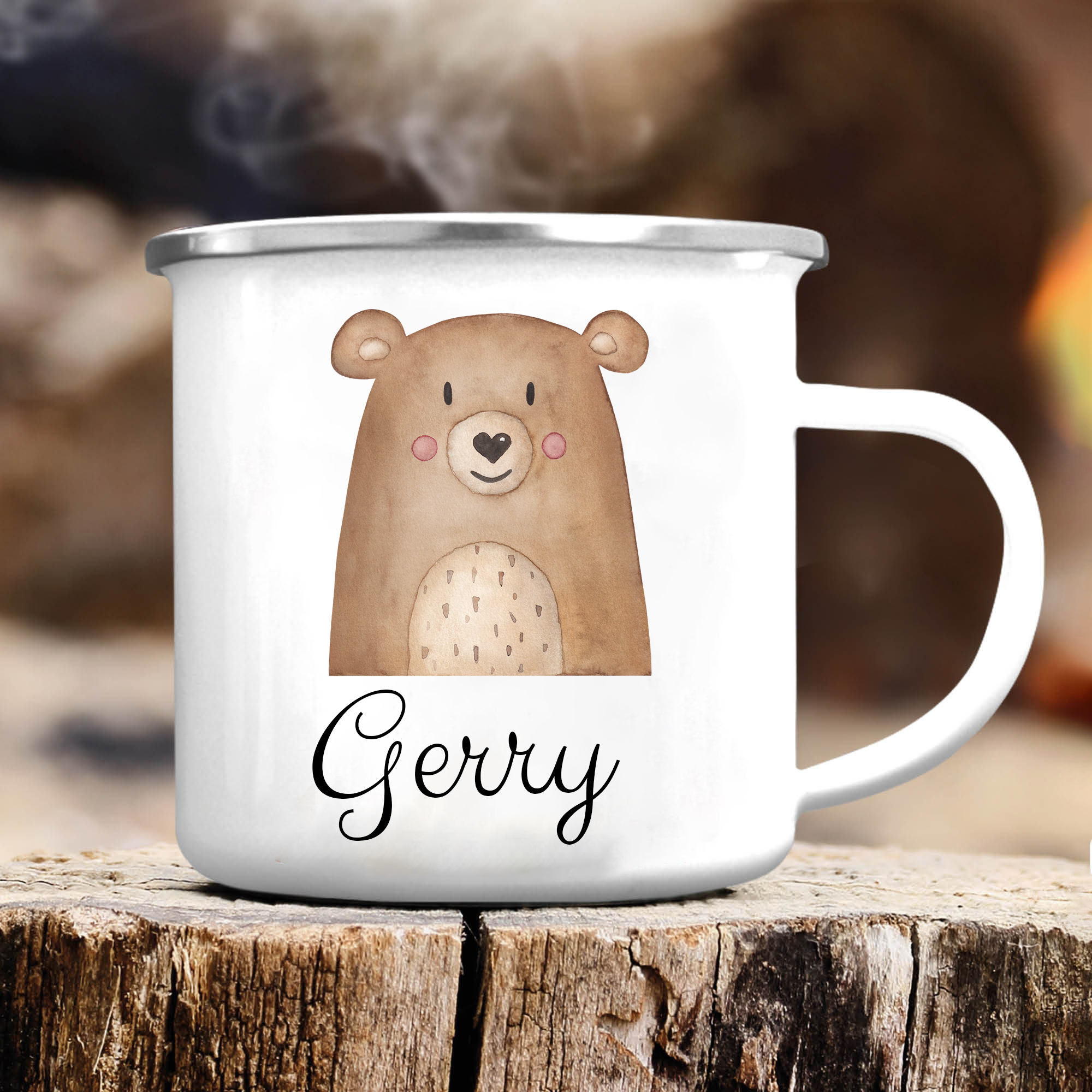 Personalized Animal Back-to-School Enamel Mug - Unique Hand-painted De