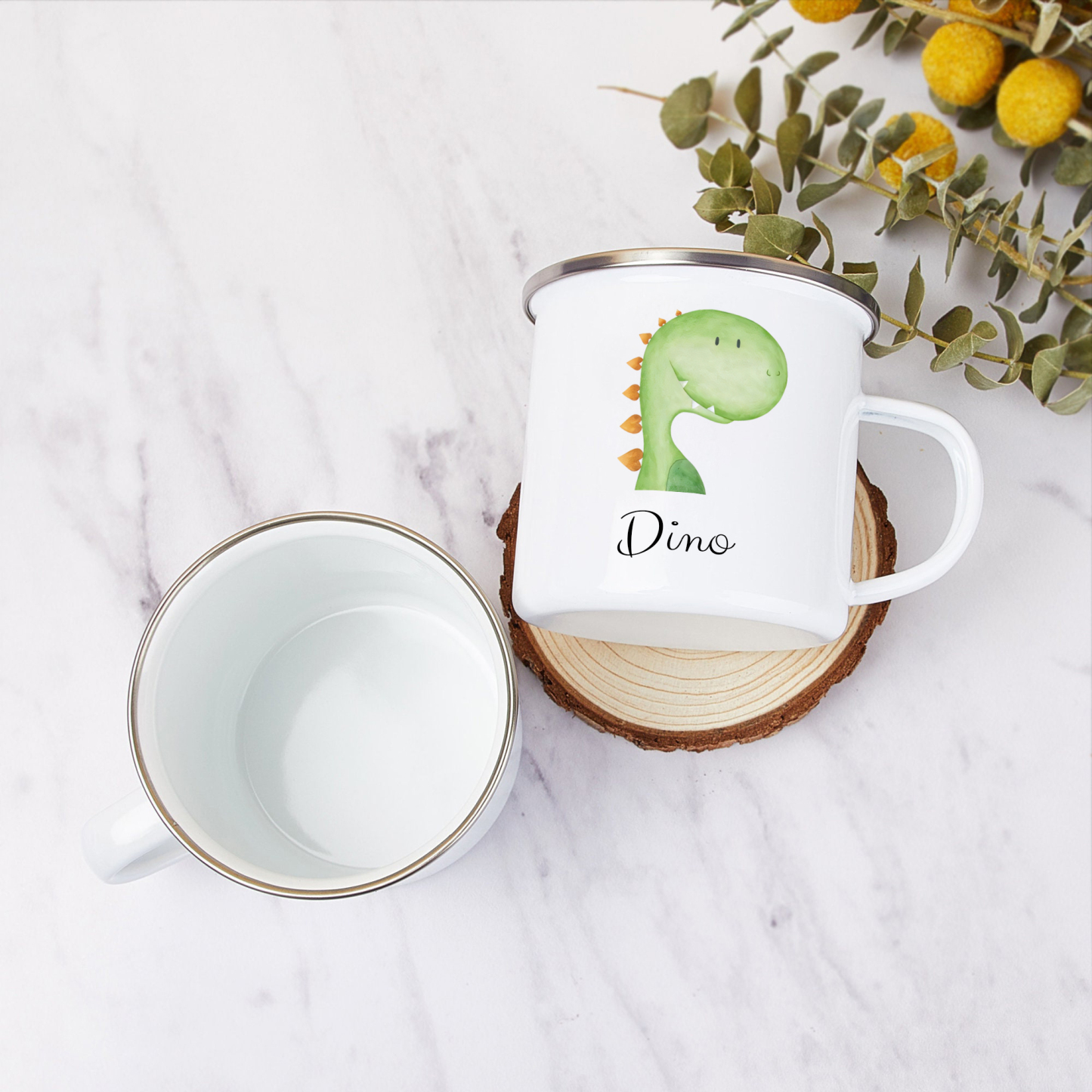 Personalized Animal Back-to-School Enamel Mug -  Unique Hand-painted Design, Custom Name, Kids’ Gift