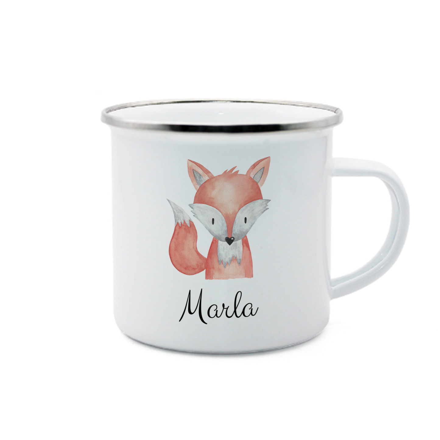 Personalized Animal Back-to-School Enamel Mug -  Unique Hand-painted Design, Custom Name, Kids’ Gift