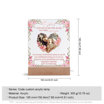 Dedicated to My Mom - "Love You" Night Light Custom Photo LED Bedroom Decor for My Dear Mom