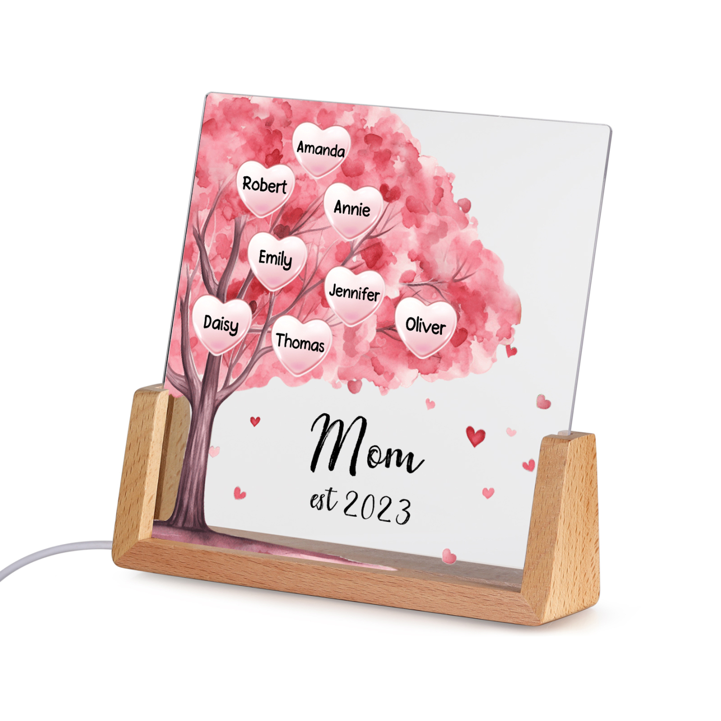 8 Names - Personalized Sakura Tree Night Light with Custom Text And Da