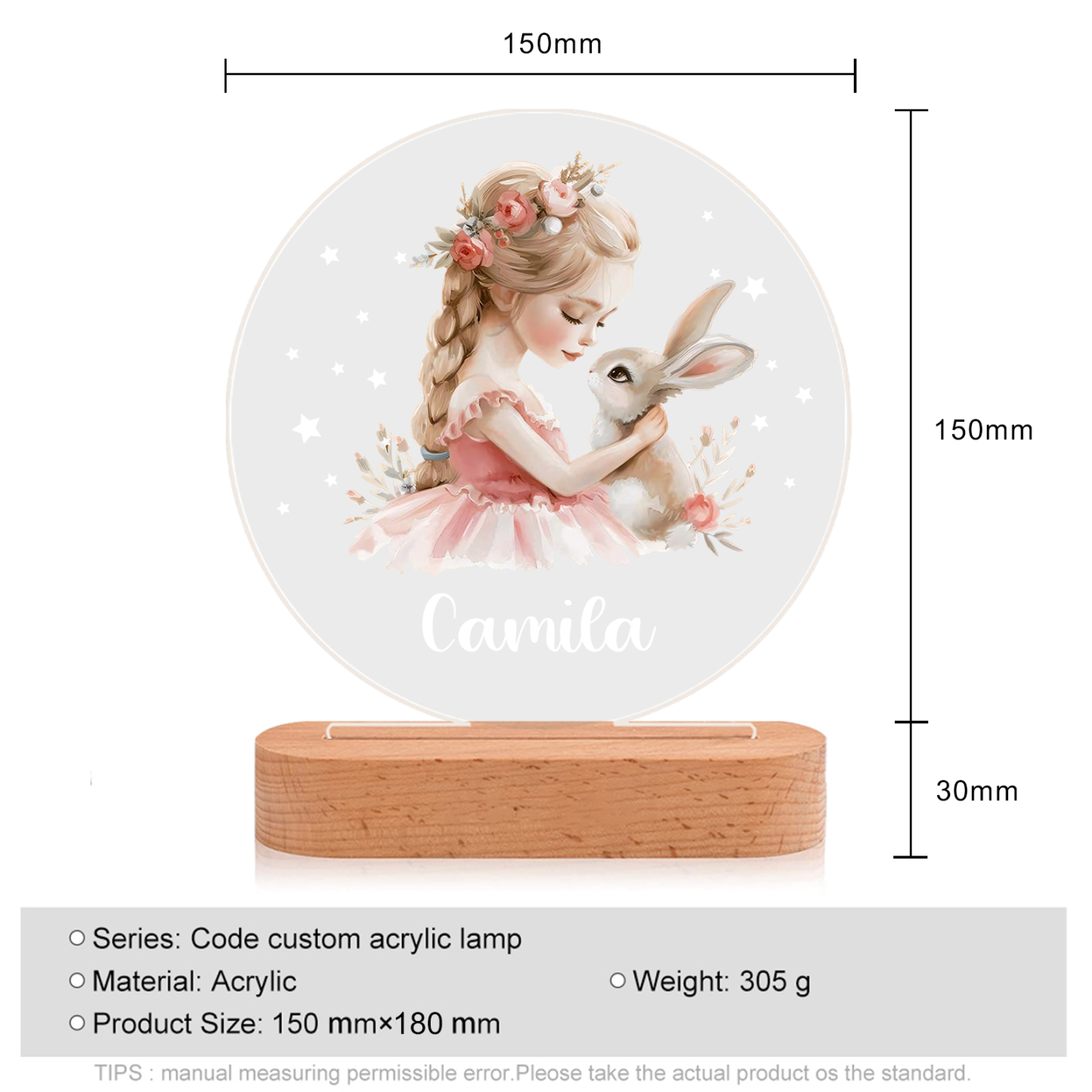 Personalized Night Light - Custom Name with LED Lighting Warm Light Elegant Gift for Little Princess for Daughter | Jessmade