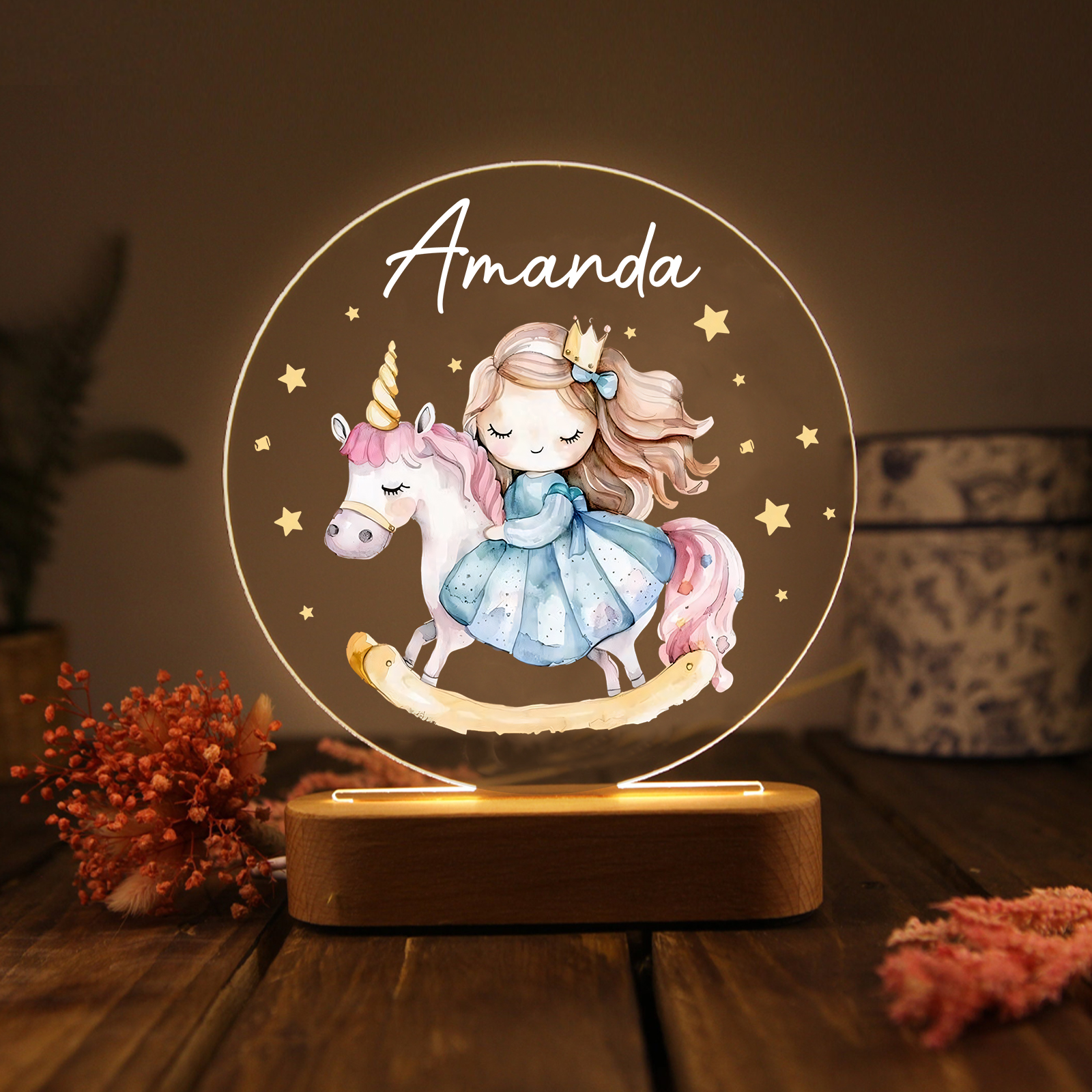 Personalized Night Light - Custom Name with LED Lighting Warm Light El