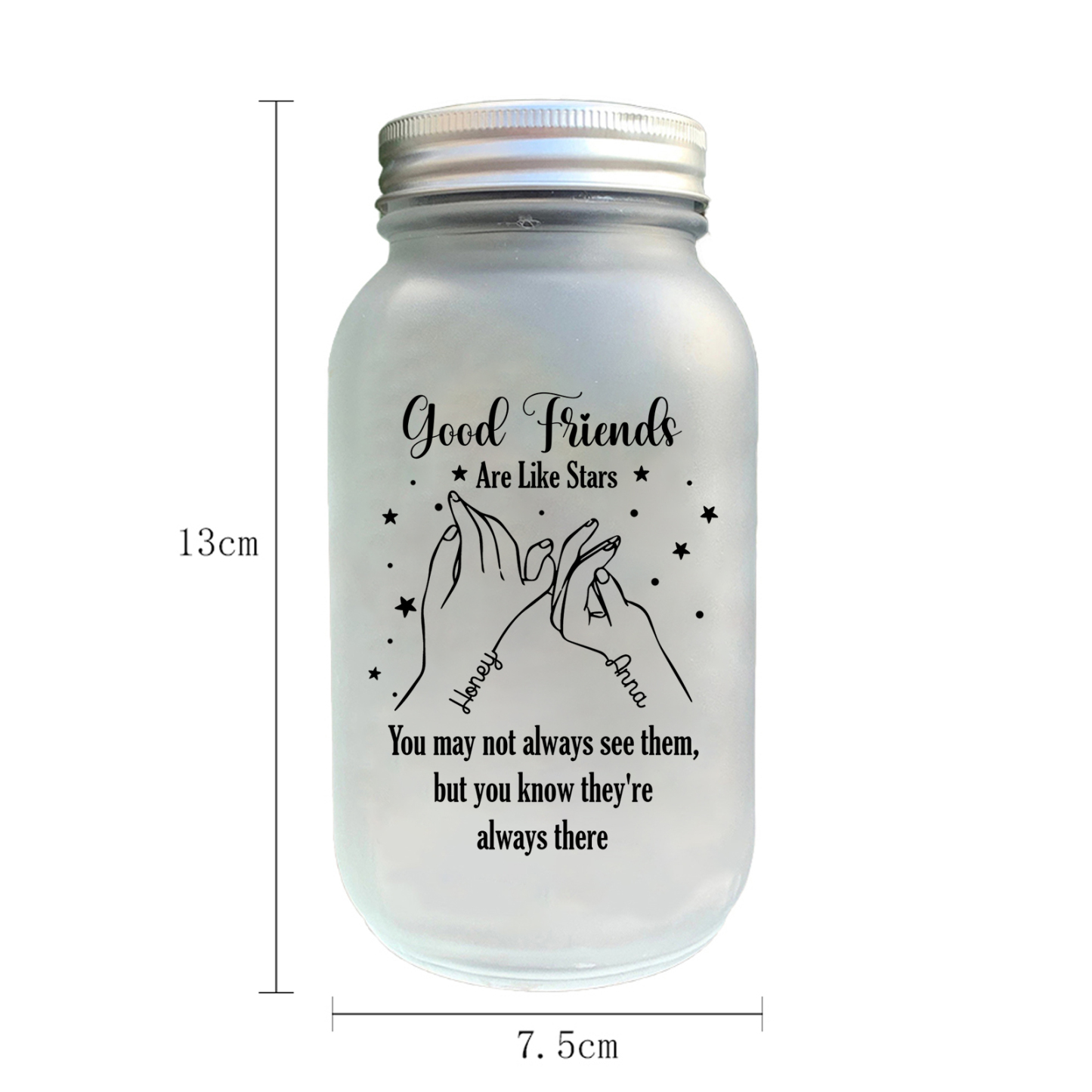 Personalized Luminous bottle  – Custom 2 Names Mason Jar Light Gifts For Friends | Jessmade