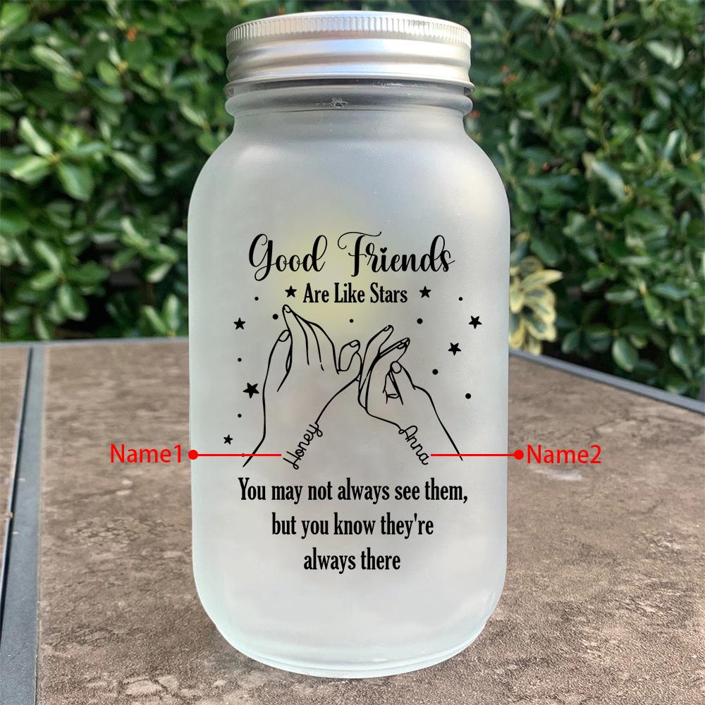 Personalized Luminous bottle  – Custom 2 Names Mason Jar Light Gifts For Friends | Jessmade