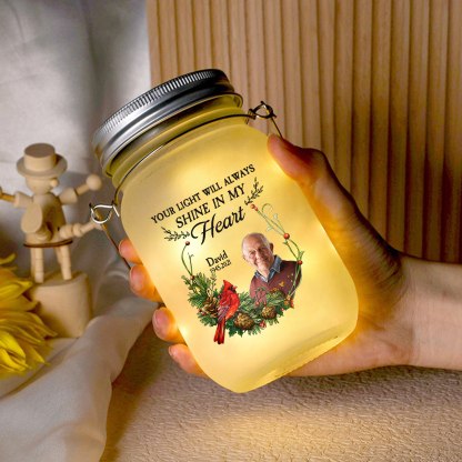 Personalized Memorial Mason Jar Light – Custom Photo & Name & Date Gifts For Family | Jessmade