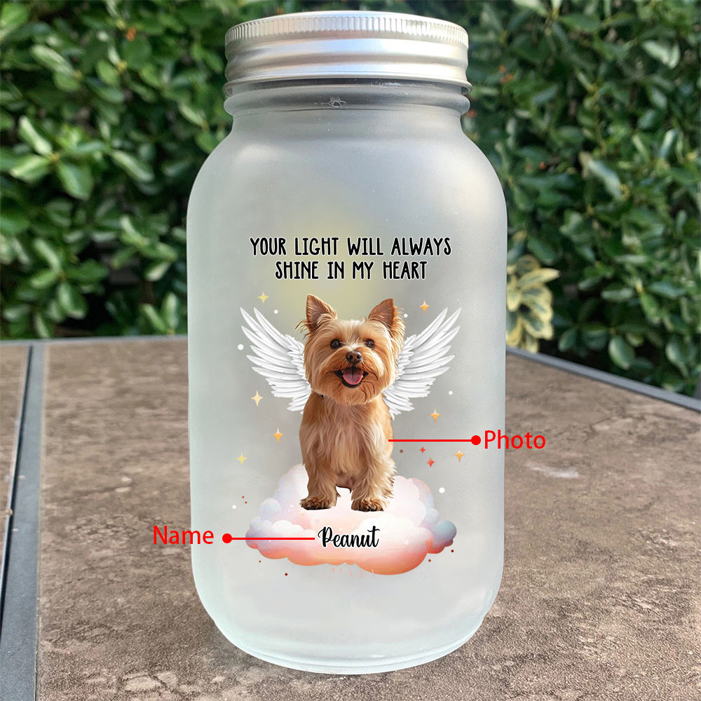 Personalized Pet Memorial Mason Jar Light – Custom Photo & Name for Pet Lovers | Jessmade