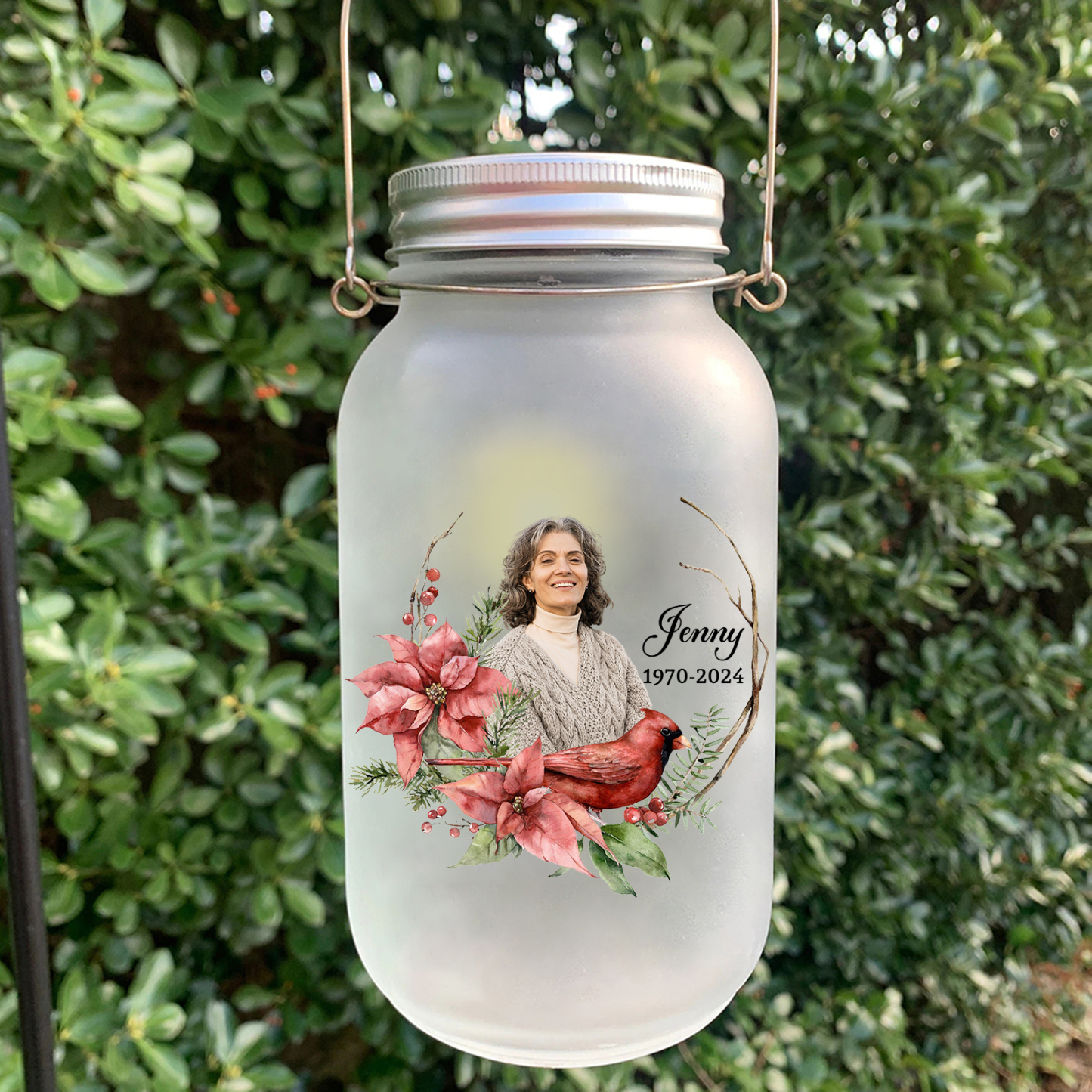 Personalized Memorial Mason Jar Light – Custom Photo & Name & Date for Loved Ones | Jessmade