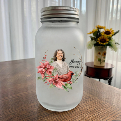 Personalized Memorial Mason Jar Light – Custom Photo & Name & Date for Loved Ones | Jessmade