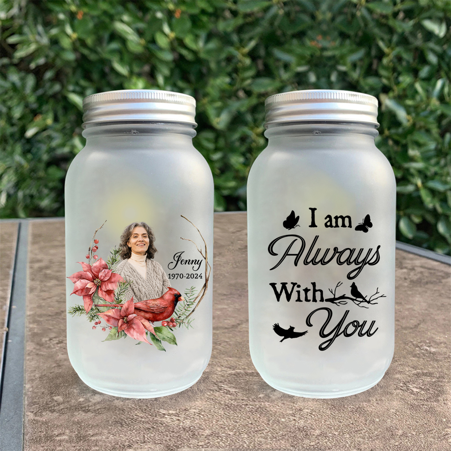 Personalized Memorial Mason Jar Light – Custom Photo & Name & Date for Loved Ones | Jessmade