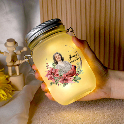 Personalized Memorial Mason Jar Light – Custom Photo & Name & Date for Loved Ones | Jessmade