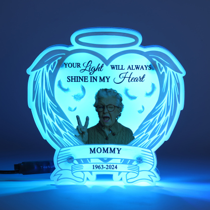 Personalized Memorial Acrylic Night Light with Angel Wings - Custom 1 Photo & Name & Date LED Lamp Christmas Memorial Gift | Jessemade