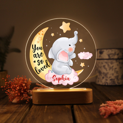 Personalised Name Elephant Night Light - Custom Kid's Name Birthday Gift for Kids | Jessemade