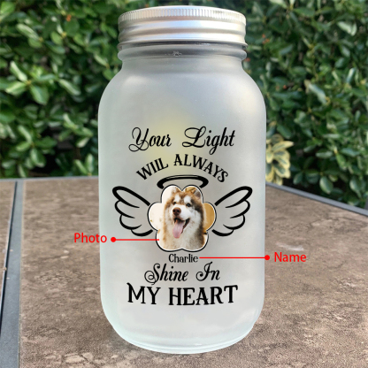 Custom Memorial Pet Mason Jar Light-Personalised Photo & Name for Pet Lovers–  | Jessemade