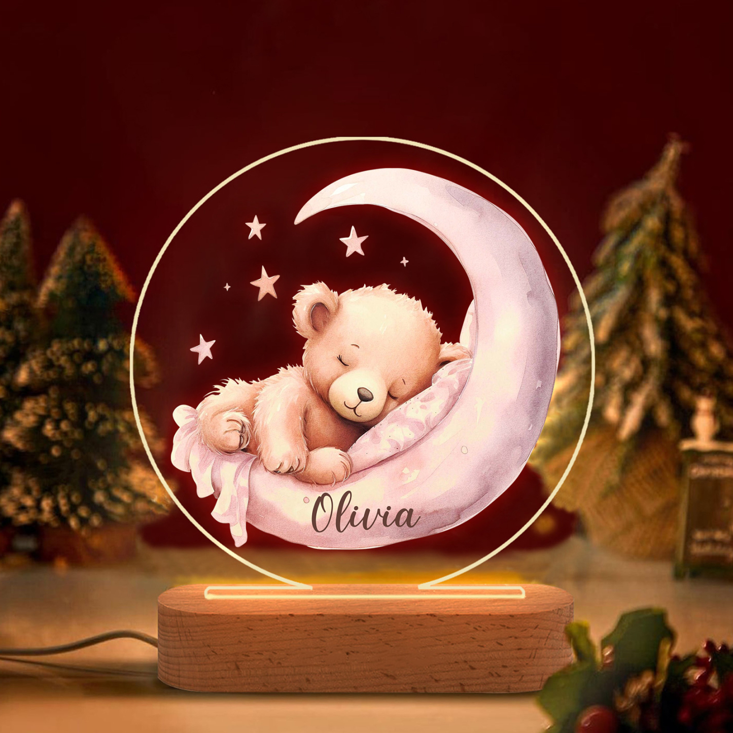 Personalized Night Light with Custom 1 Name – Sleeping Princess pink B