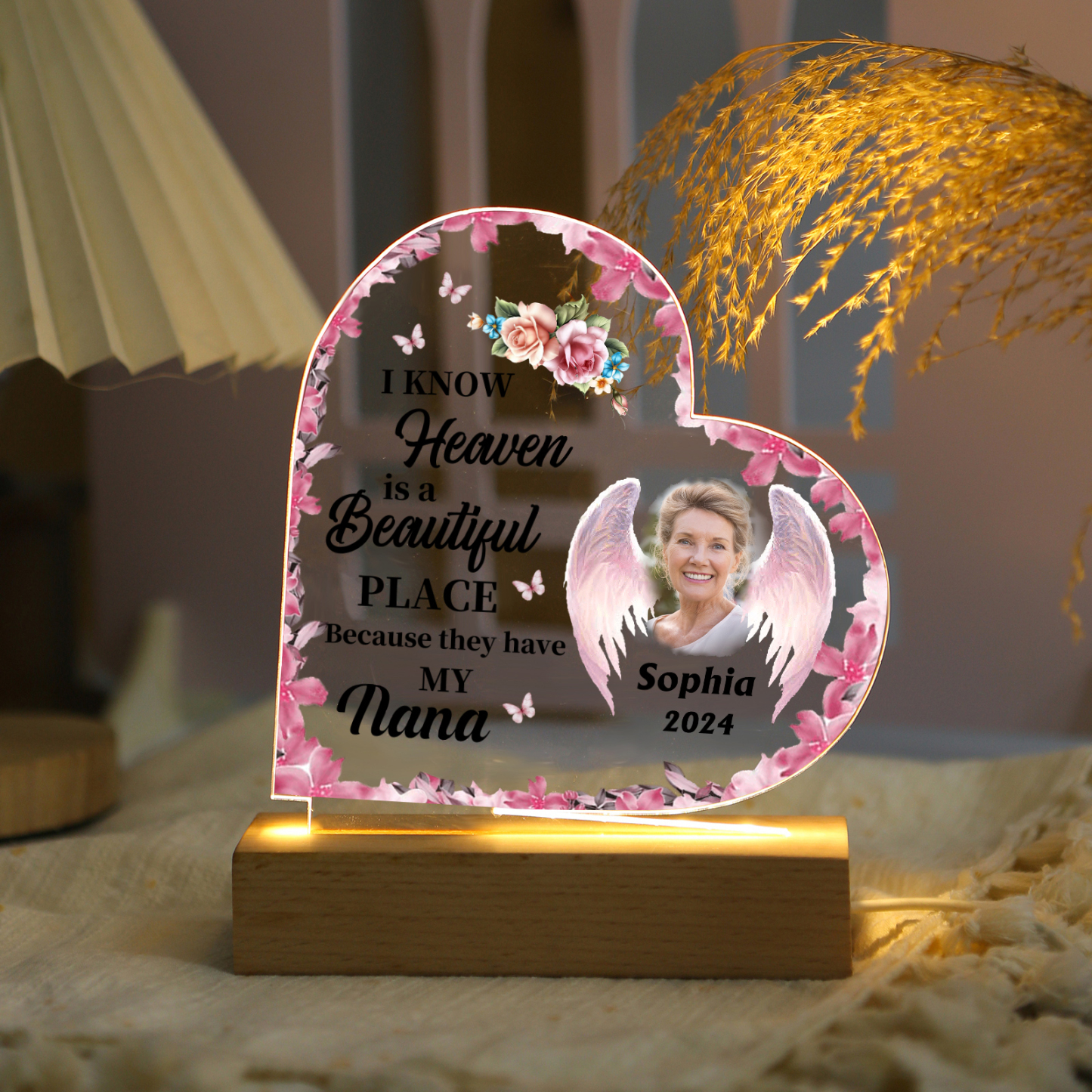 Personalized Heart Acrylic Lamp with Custom Photo & Name & Year & Salu