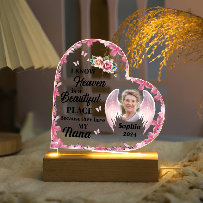 Personalized Heart Acrylic Lamp with Custom Photo & Name & Year & Salu