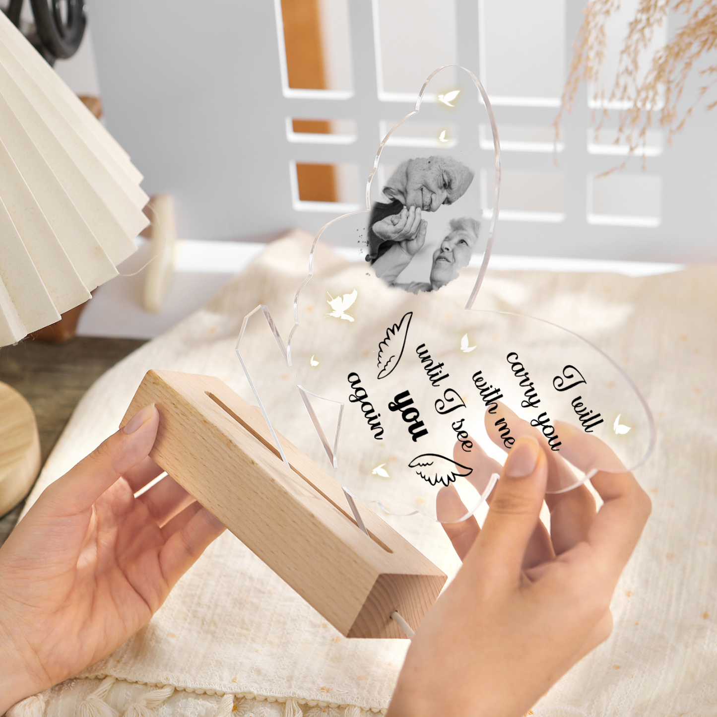 Personalized Memorial Butterfly Acrylic Night Light – Custom Photo LED Lamp Christmas Memorial Gift | Jessemade