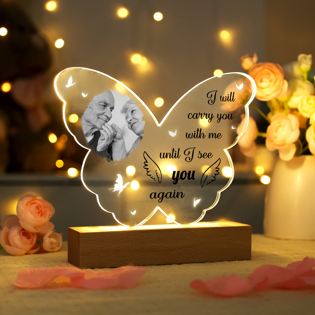 Personalized Memorial Butterfly Acrylic Night Light – Custom Photo LED Lamp Christmas Memorial Gift | Jessemade