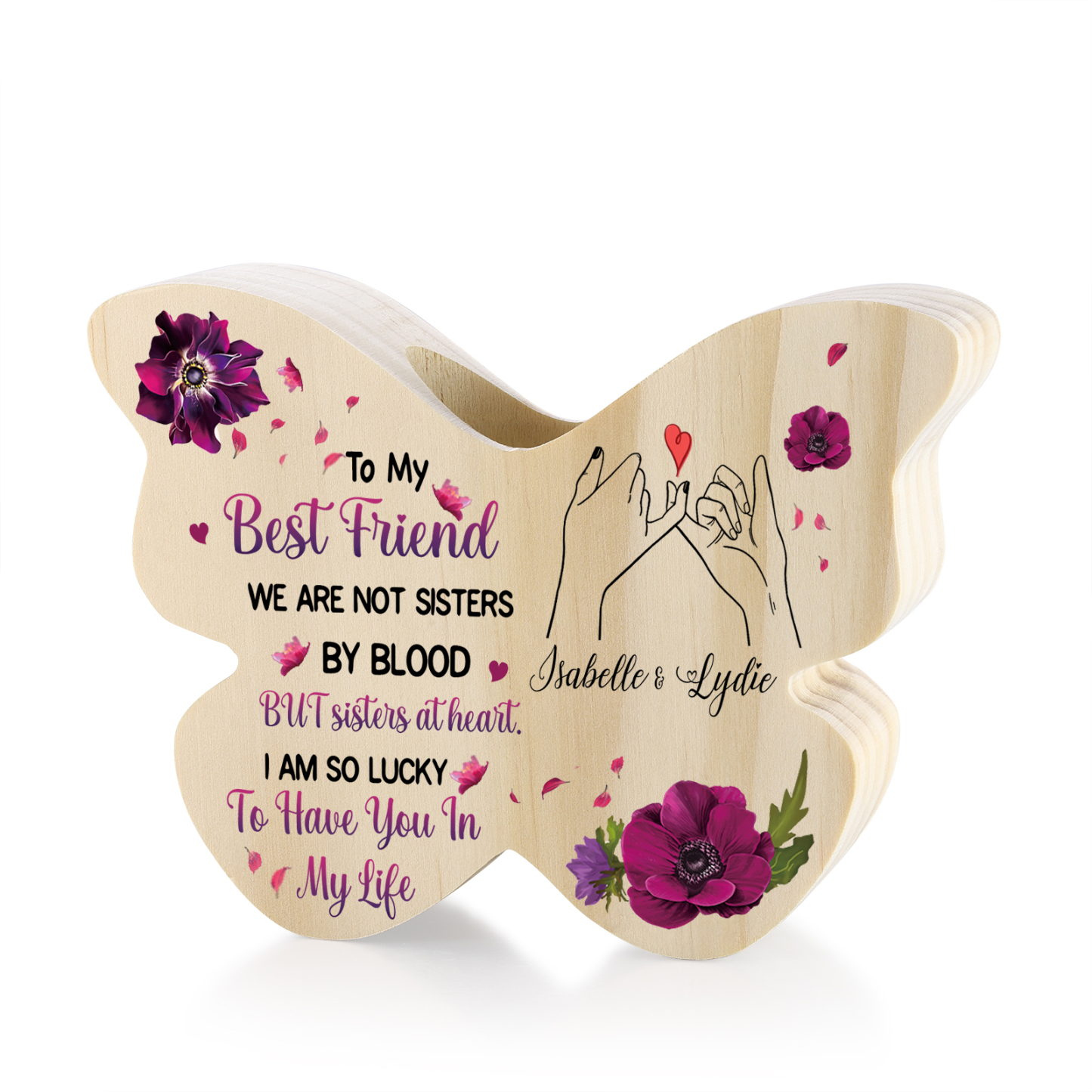 Personalised Butterfly Wooden Decor with Custom 2 Names – Christmas Gift for Friends | Jessemade