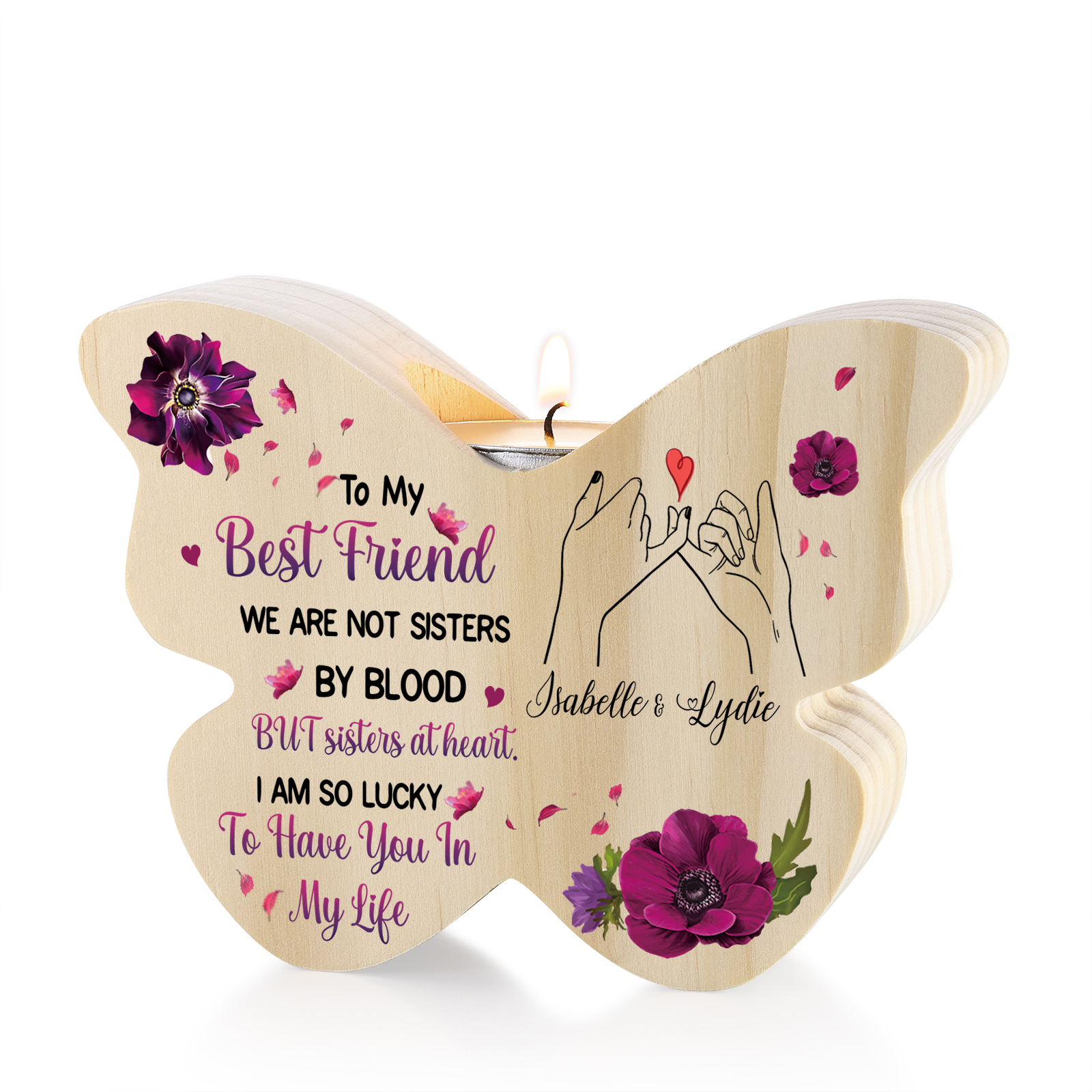 Personalised Butterfly Wooden Decor with Custom 2 Names – Christmas Gift for Friends | Jessemade
