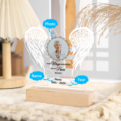 Personalized Memorial Acrylic Heart-Shaped Night Light with Custom Photo & Name & Date - LED Lamp Christmas Memorial Gift | Jessemade