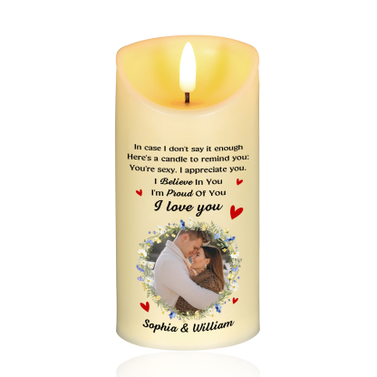 Personalised LED Candle with Custom 2 Names & Photo – "I Love You" - Valentine’s Day Gift for Him/Her | Jessemade