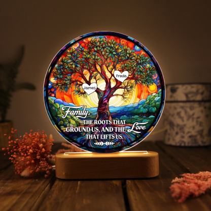 2 Names Personalized Tree of Life LED Night Light Family The Roots That Ground Us and the Love That Lifts Us Gift for Grandparents | Jessemade