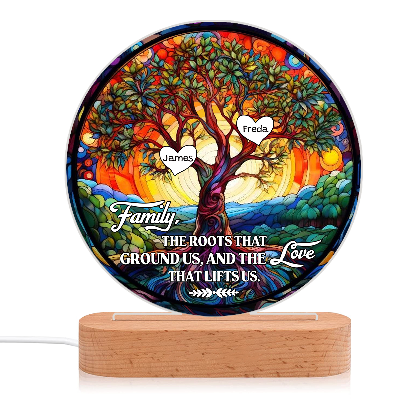 2 Names Personalized Tree of Life LED Night Light Family The Roots That Ground Us and the Love That Lifts Us Gift for Grandparents | Jessemade