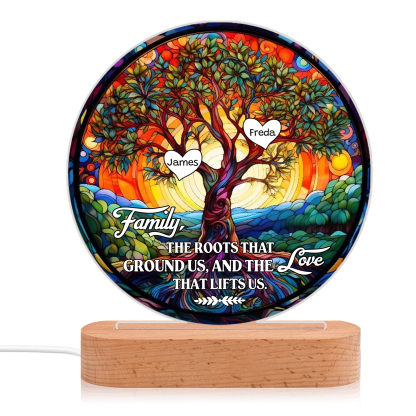 2 Names Personalized Tree of Life LED Night Light Family The Roots That Ground Us and the Love That Lifts Us Gift for Grandparents | Jessemade