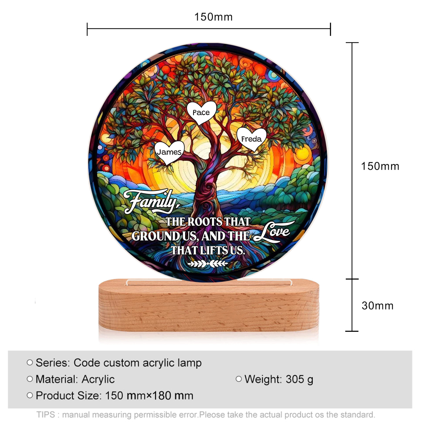 3 Names Personalized Tree of Life LED Night Light Family The Roots That Ground Us and the Love That Lifts Us Gift for Grandparents | Jessemade