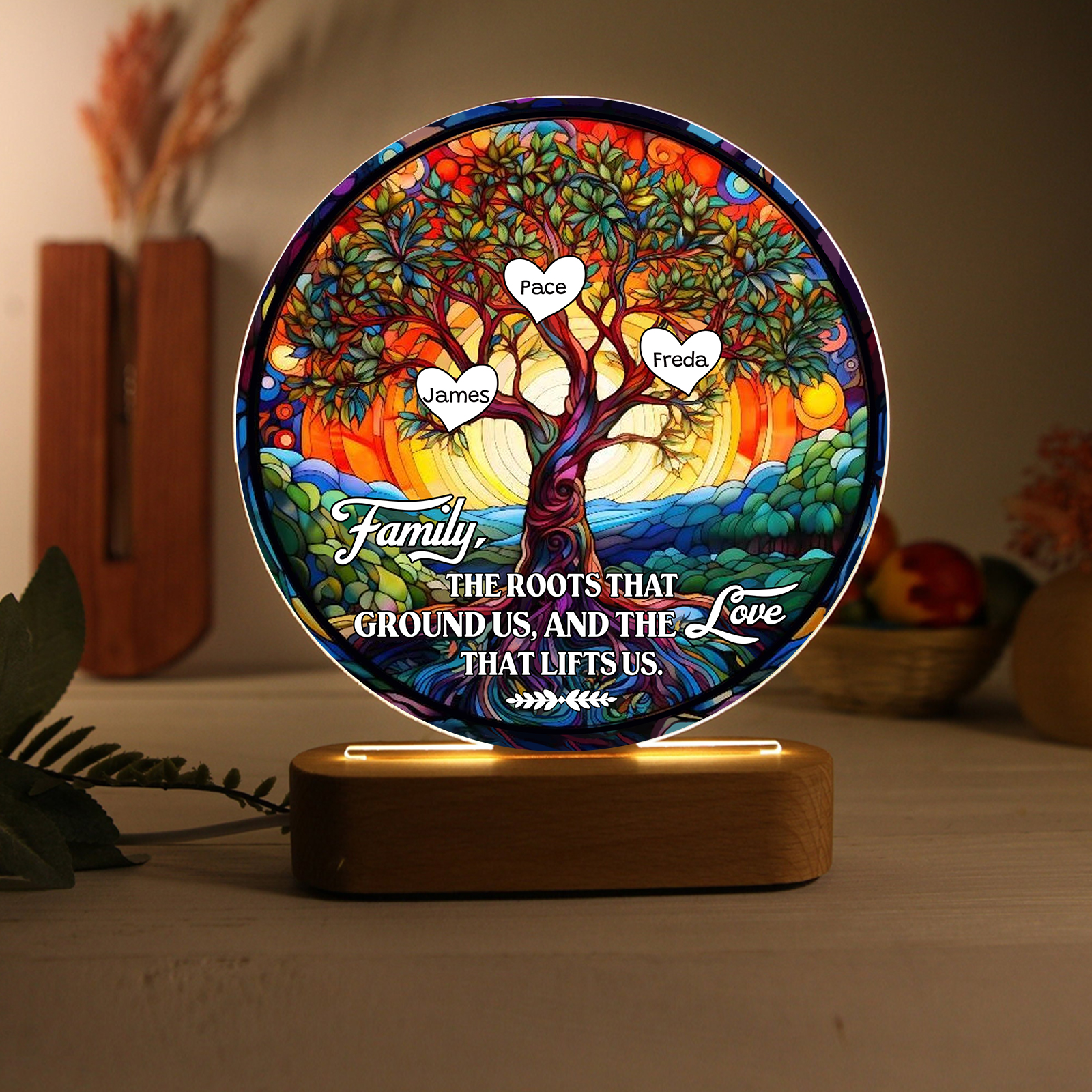 3 Names Personalized Tree of Life LED Night Light Family The Roots That Ground Us and the Love That Lifts Us Gift for Grandparents | Jessemade
