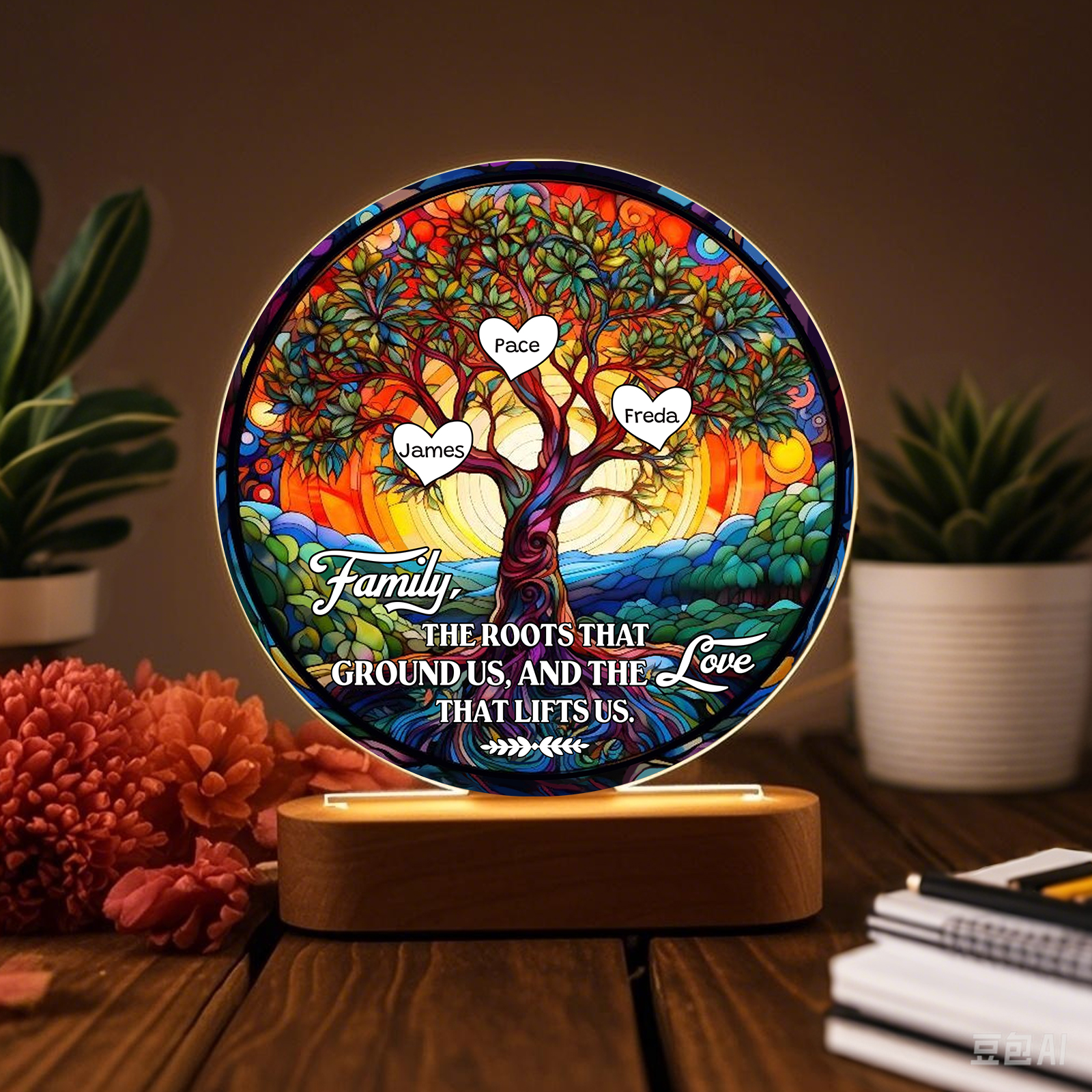 3 Names Personalized Tree of Life LED Night Light Family The Roots That Ground Us and the Love That Lifts Us Gift for Grandparents | Jessemade