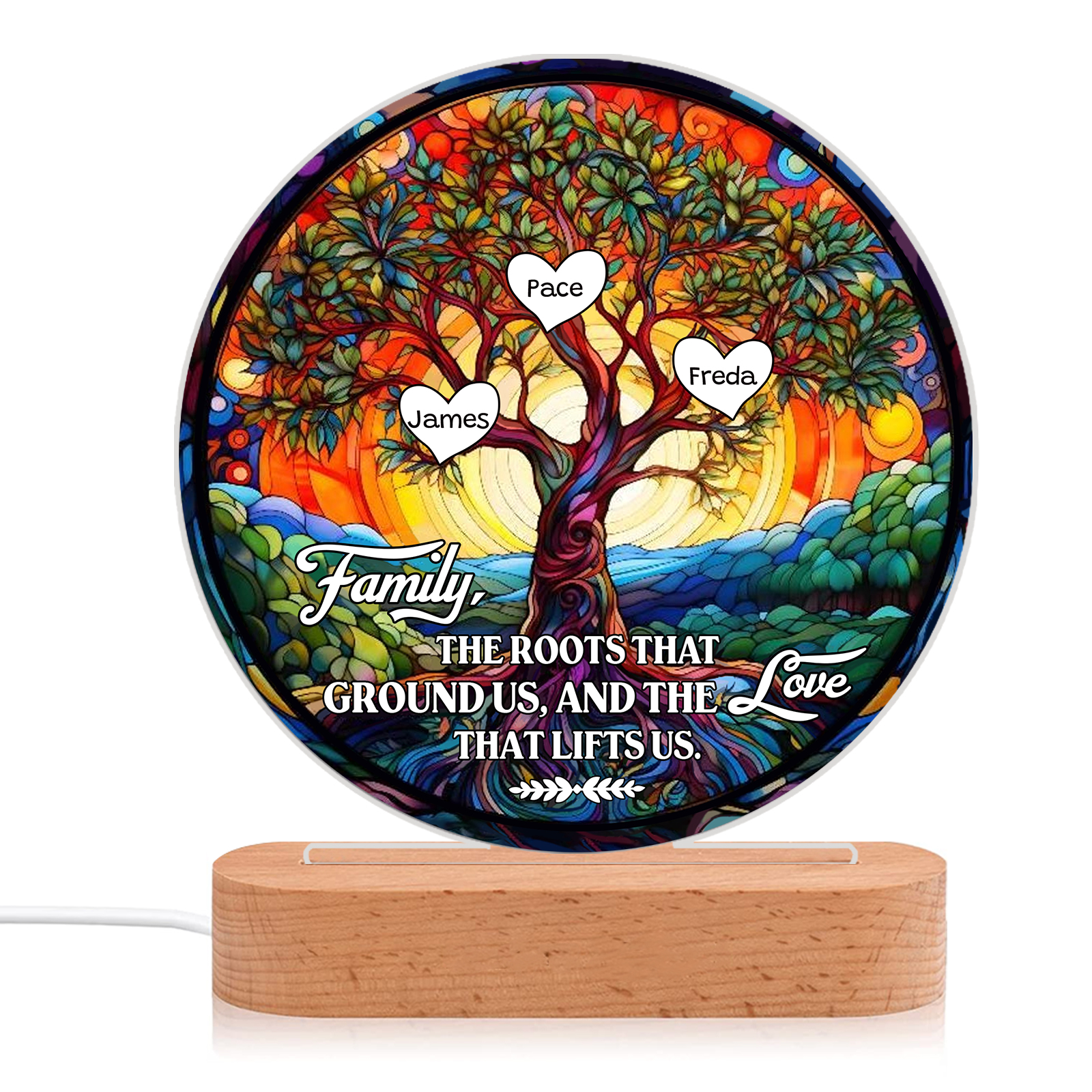 3 Names Personalized Tree of Life LED Night Light Family The Roots That Ground Us and the Love That Lifts Us Gift for Grandparents | Jessemade