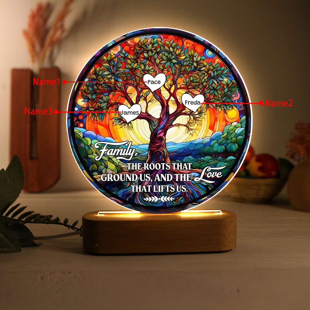 3 Names Personalized Tree of Life LED Night Light Family The Roots That Ground Us and the Love That Lifts Us Gift for Grandparents | Jessemade