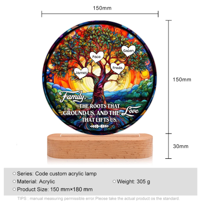 4 Names Personalized Tree of Life LED Night Light Family The Roots That Ground Us and the Love That Lifts Us Gift for Grandparents | Jessemade