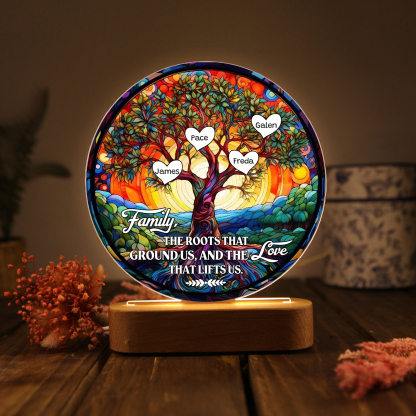 4 Names Personalized Tree of Life LED Night Light Family The Roots That Ground Us and the Love That Lifts Us Gift for Grandparents | Jessemade