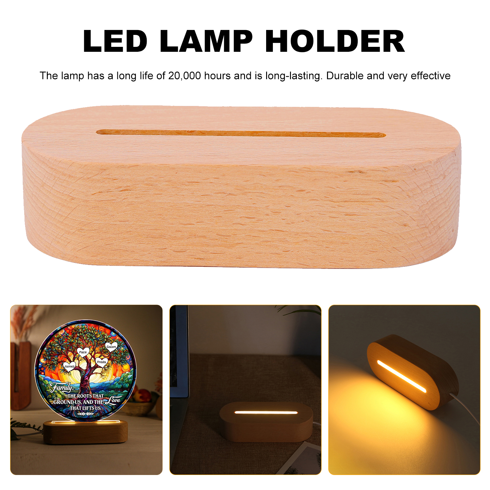 4 Names Personalized Tree of Life LED Night Light Family The Roots That Ground Us and the Love That Lifts Us Gift for Grandparents | Jessemade