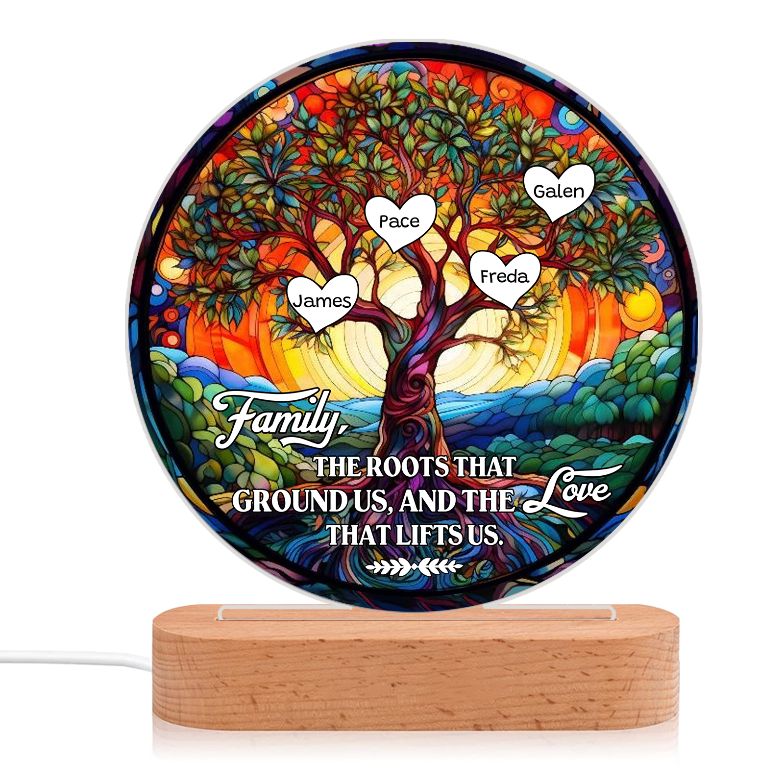 4 Names Personalized Tree of Life LED Night Light Family The Roots That Ground Us and the Love That Lifts Us Gift for Grandparents | Jessemade