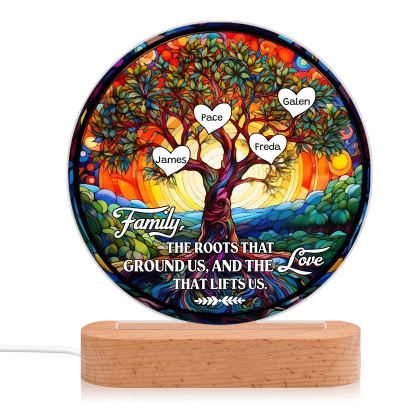 4 Names Personalized Tree of Life LED Night Light Family The Roots That Ground Us and the Love That Lifts Us Gift for Grandparents | Jessemade