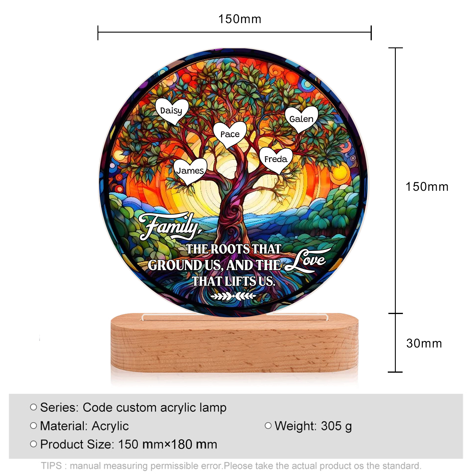 5 Names Personalized Tree of Life LED Night Light Family The Roots That Ground Us and the Love That Lifts Us Gift for Grandparents | Jessemade