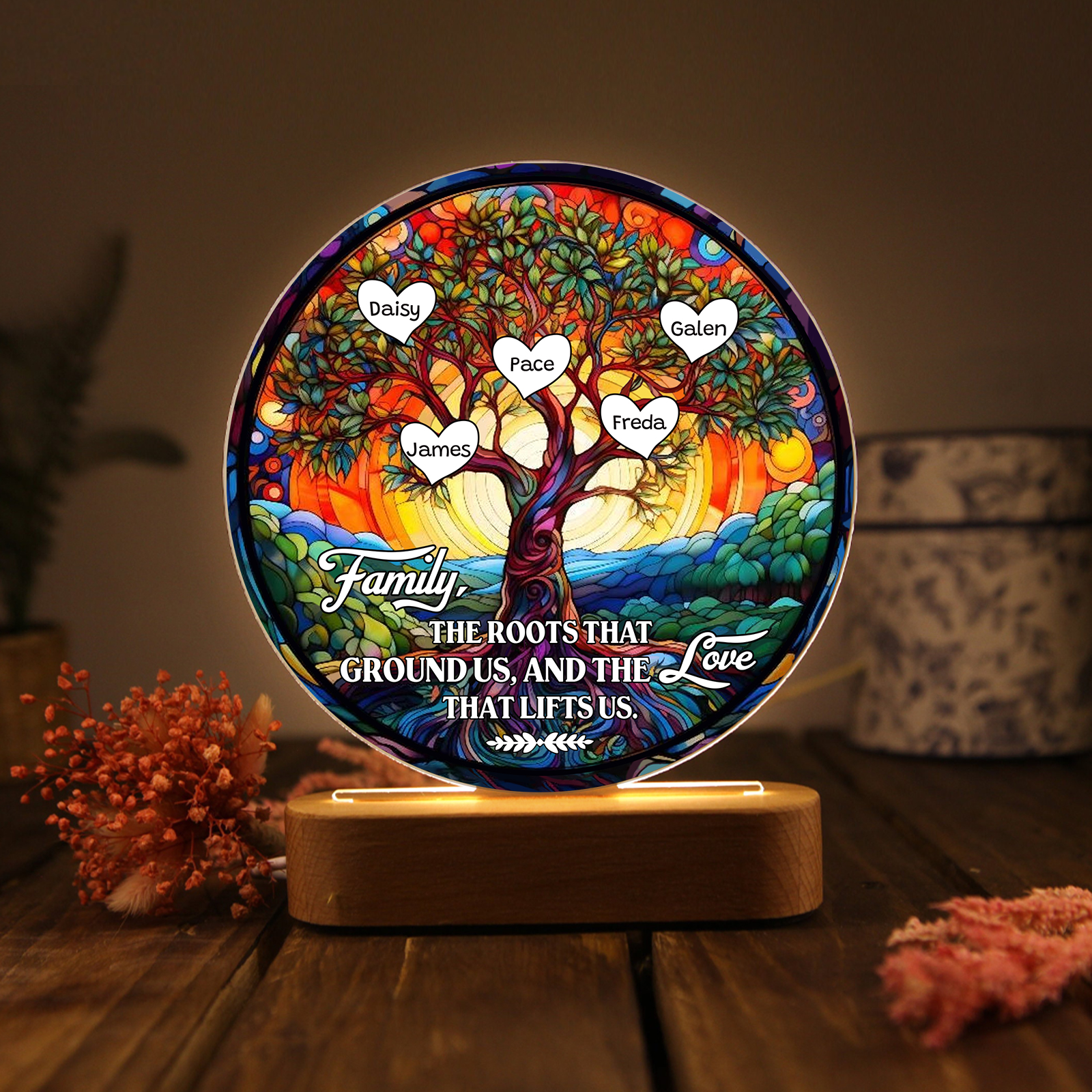 5 Names Personalized Tree of Life LED Night Light Family The Roots That Ground Us and the Love That Lifts Us Gift for Grandparents | Jessemade
