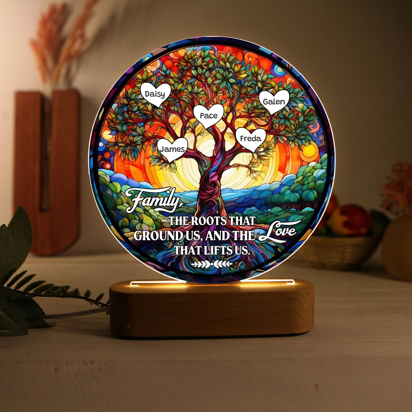 5 Names Personalized Tree of Life LED Night Light Family The Roots That Ground Us and the Love That Lifts Us Gift for Grandparents | Jessemade