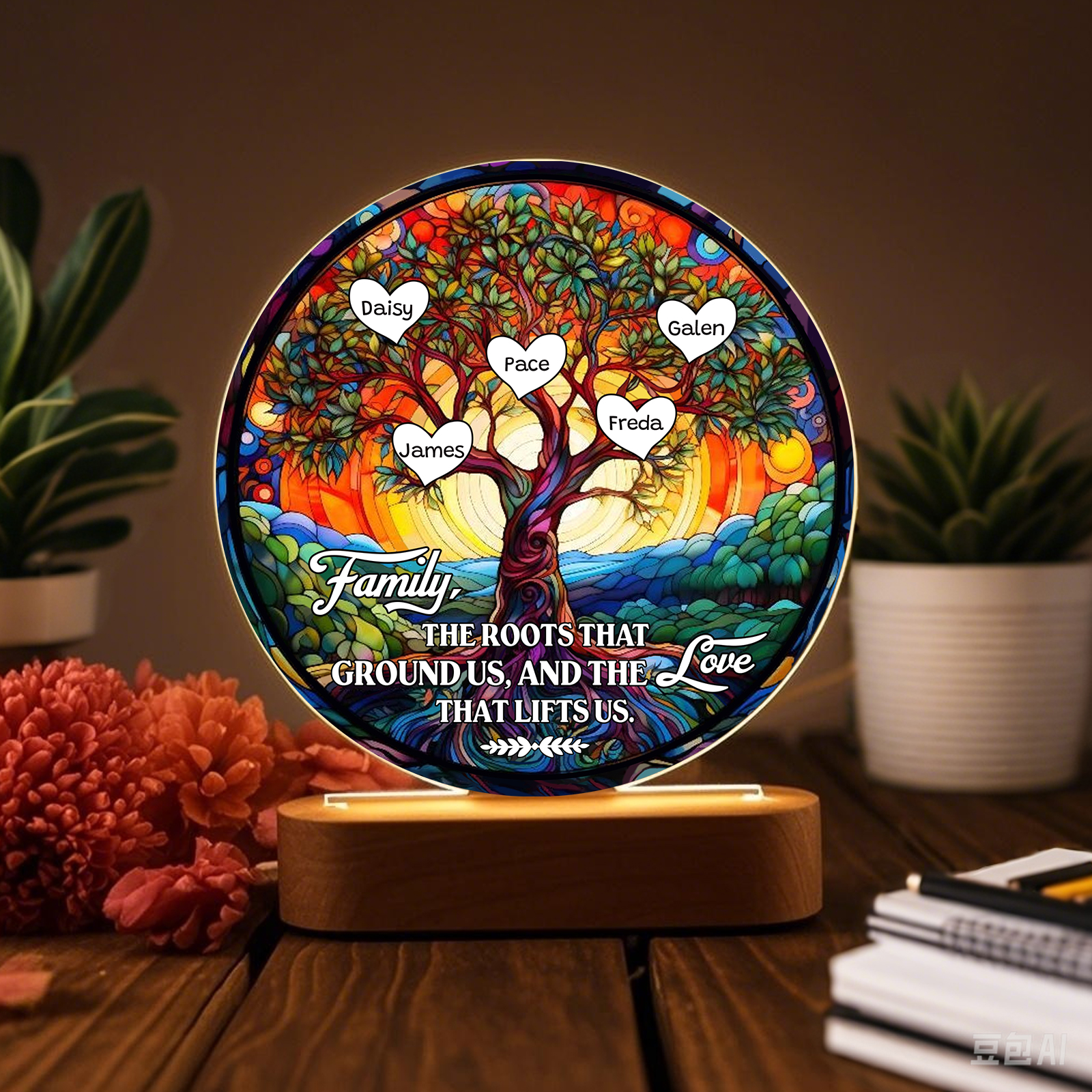 5 Names Personalized Tree of Life LED Night Light Family The Roots That Ground Us and the Love That Lifts Us Gift for Grandparents | Jessemade