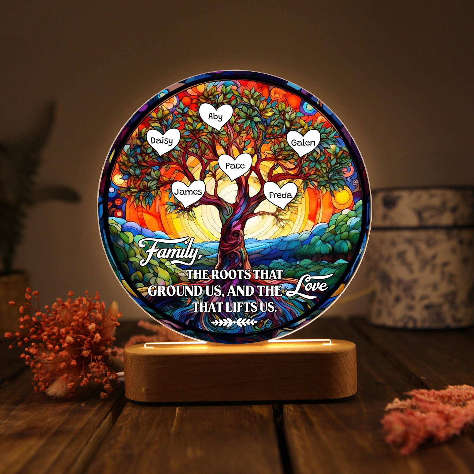 6 Names Personalized Tree of Life LED Night Light Family The Roots That Ground Us and the Love That Lifts Us Gift for Grandparents | Jessemade
