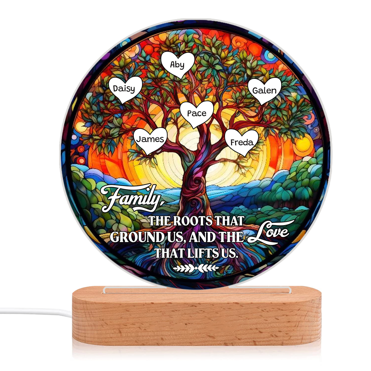 6 Names Personalized Tree of Life LED Night Light Family The Roots That Ground Us and the Love That Lifts Us Gift for Grandparents | Jessemade