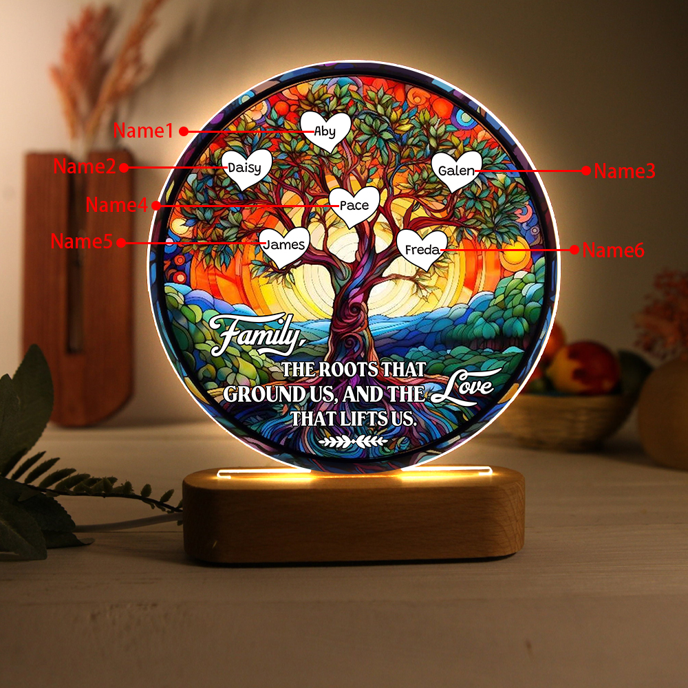 6 Names Personalized Tree of Life LED Night Light Family The Roots That Ground Us and the Love That Lifts Us Gift for Grandparents | Jessemade