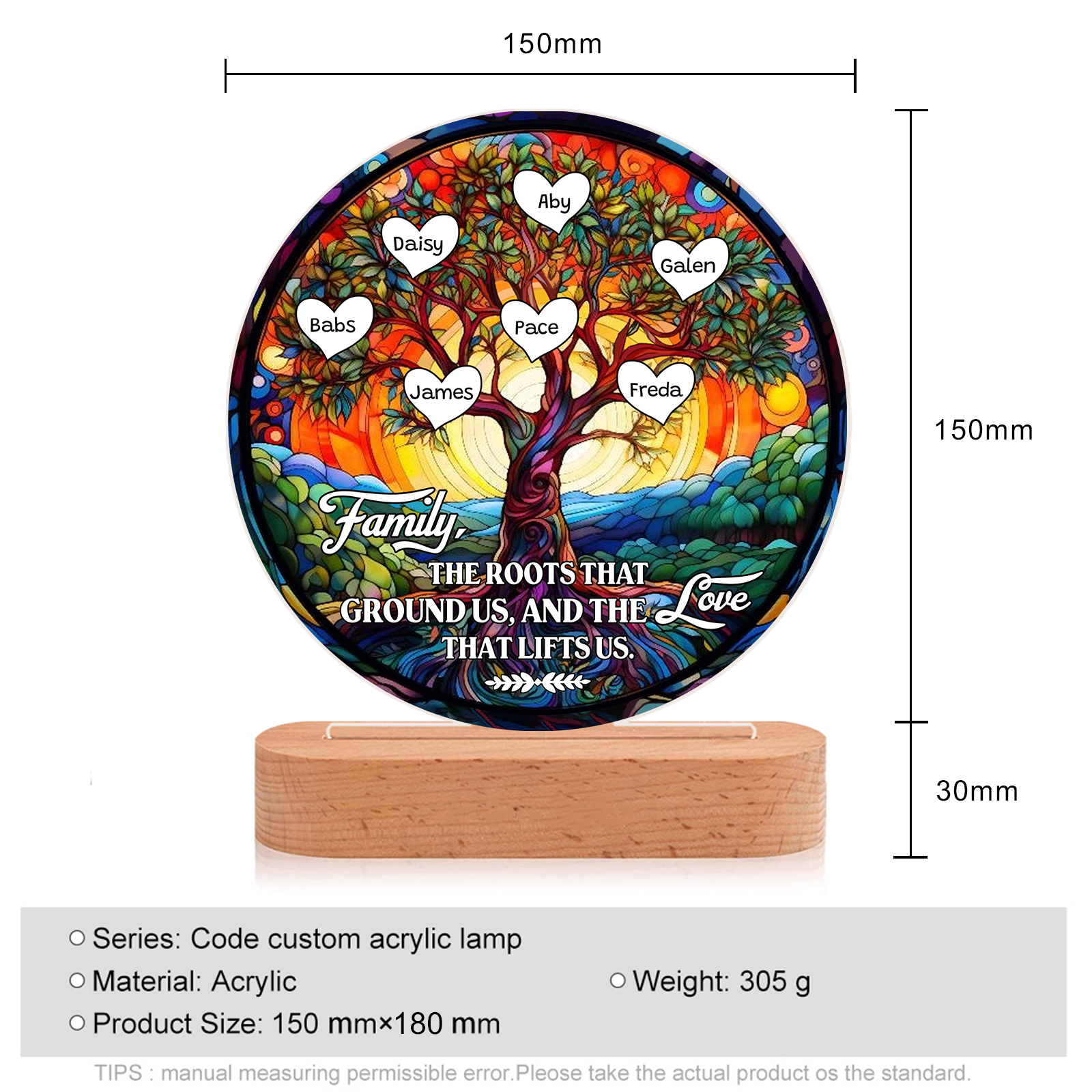 7 Names Personalized Tree of Life LED Night Light Family The Roots That Ground Us and the Love That Lifts Us Gift for Grandparents | Jessemade